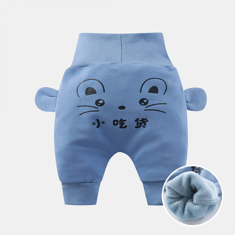 Baby High-Waist Tummy-Control Harem Pants – Cute 3D Animal Print Knit Pants