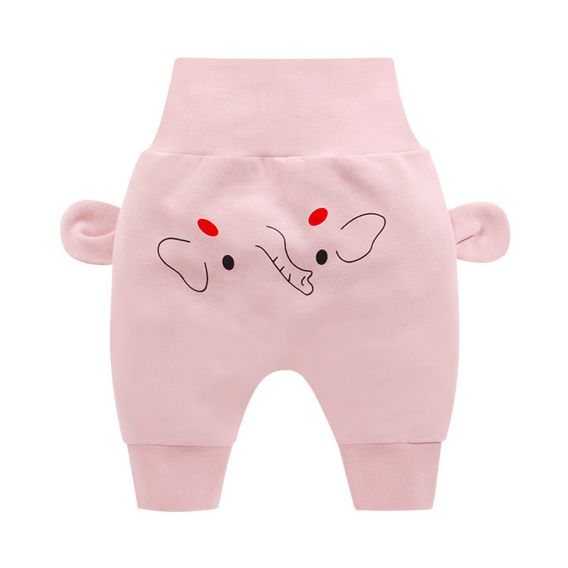 Baby High-Waist Tummy-Control Harem Pants – Cute 3D Animal Print Knit Pants