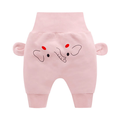 Baby High-Waist Tummy-Control Harem Pants – Cute 3D Animal Print Knit Pants