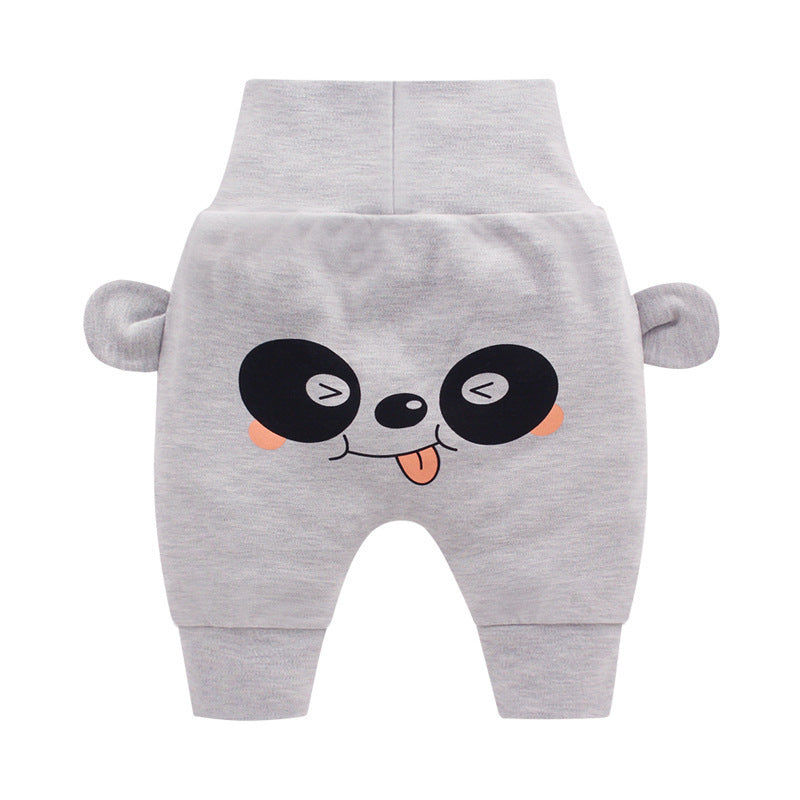 Baby High-Waist Tummy-Control Harem Pants – Cute 3D Animal Print Knit Pants