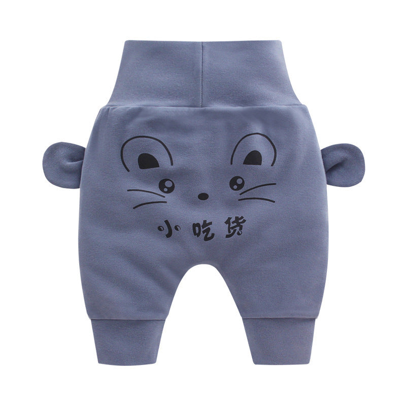 Baby High-Waist Tummy-Control Harem Pants – Cute 3D Animal Print Knit Pants