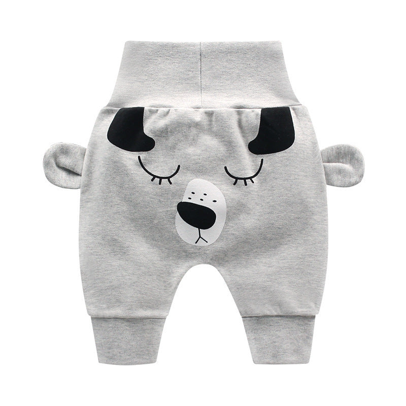 Baby High-Waist Tummy-Control Harem Pants – Cute 3D Animal Print Knit Pants