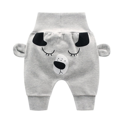 Baby High-Waist Tummy-Control Harem Pants – Cute 3D Animal Print Knit Pants
