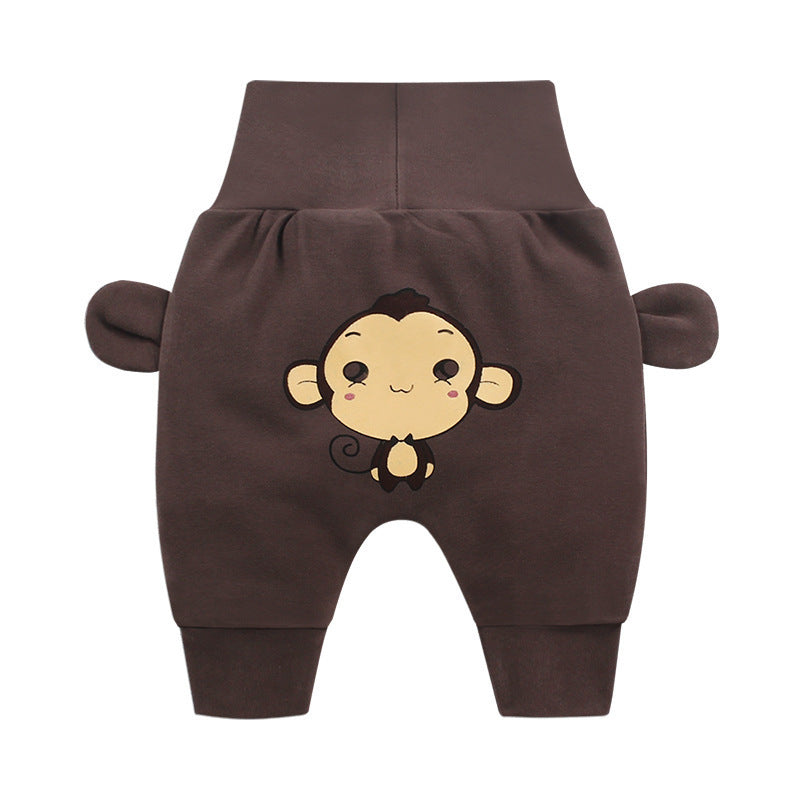 Baby High-Waist Tummy-Control Harem Pants – Cute 3D Animal Print Knit Pants