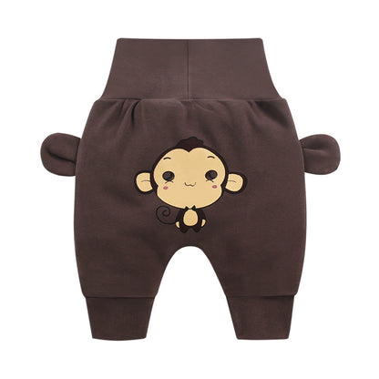 Baby High-Waist Tummy-Control Harem Pants – Cute 3D Animal Print Knit Pants