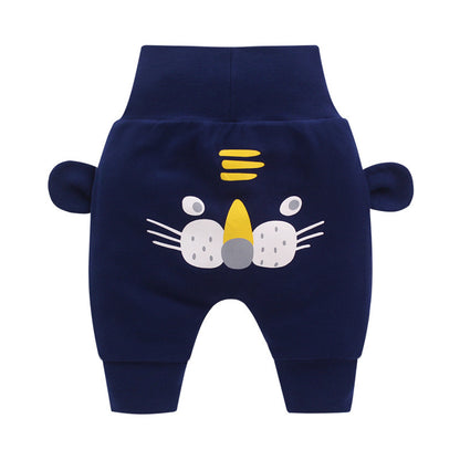Baby High-Waist Tummy-Control Harem Pants – Cute 3D Animal Print Knit Pants