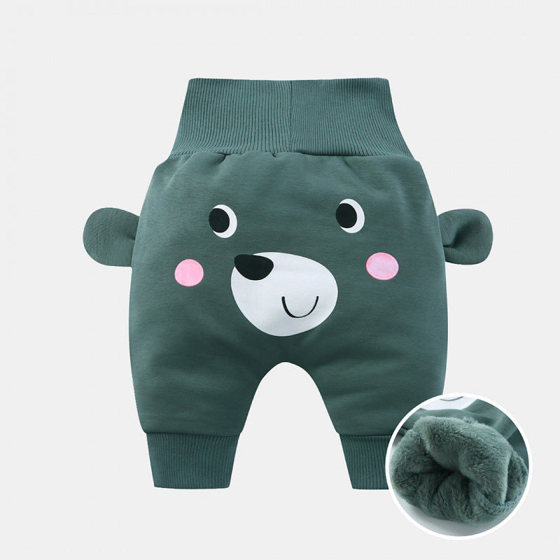 Baby High-Waist Tummy-Control Harem Pants – Cute 3D Animal Print Knit Pants