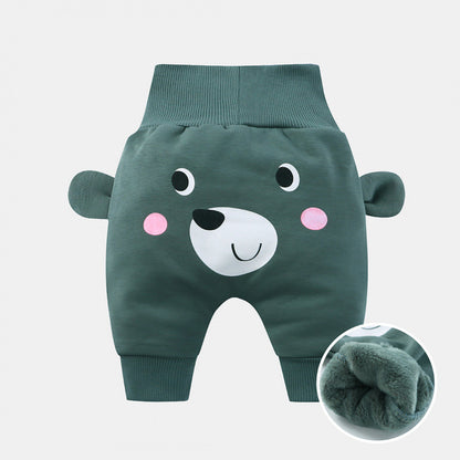 Baby High-Waist Tummy-Control Harem Pants – Cute 3D Animal Print Knit Pants
