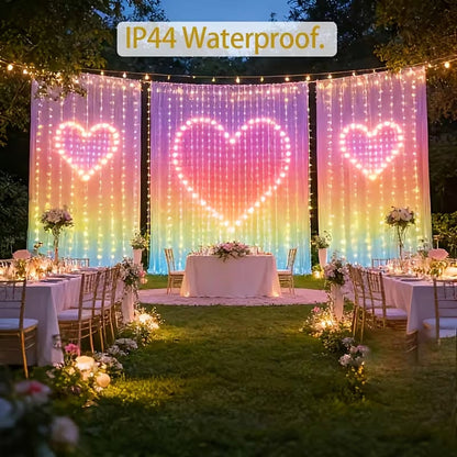 🎉 RGB Pixel Smart Curtain Lights | App Controlled Animated Holiday Lights for Window & Balcony, 2m×1.5m