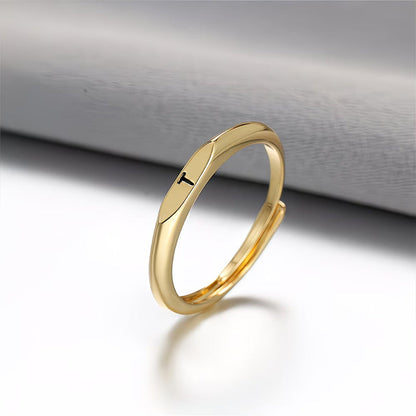 🎁14K Gold Filled Ring Gold Initial Ring Dainty Gold Simple Letter Band Rings