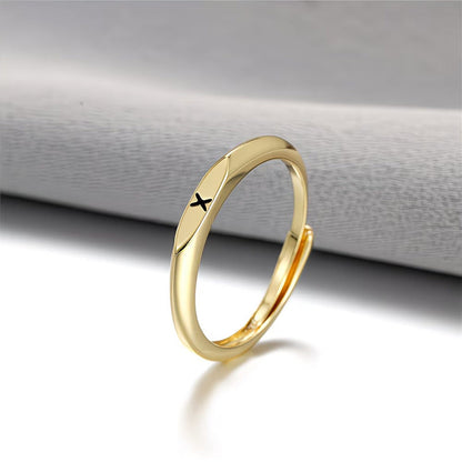 🎁14K Gold Filled Ring Gold Initial Ring Dainty Gold Simple Letter Band Rings