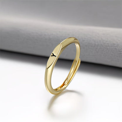 🎁14K Gold Filled Ring Gold Initial Ring Dainty Gold Simple Letter Band Rings