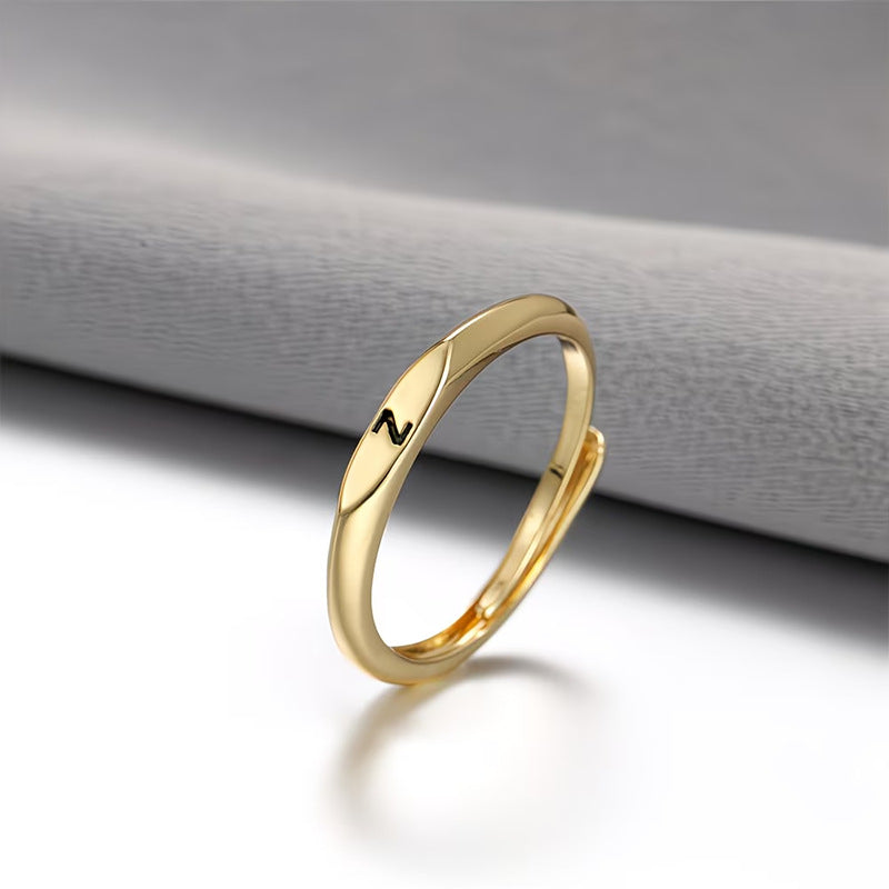 🎁14K Gold Filled Ring Gold Initial Ring Dainty Gold Simple Letter Band Rings
