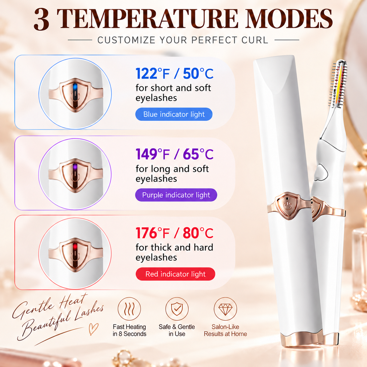 💫Heated Eyelash Curler – 2-in-1 Rechargeable, 8S Fast Heat, 24H Long Lasting