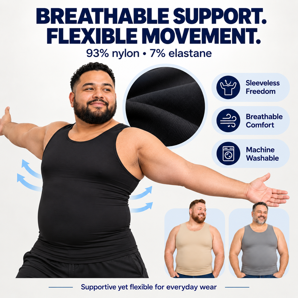 ✨Men's Compression Tank Top – Sleeveless Tummy Control Shapewear, Slim-Fit & Flexible