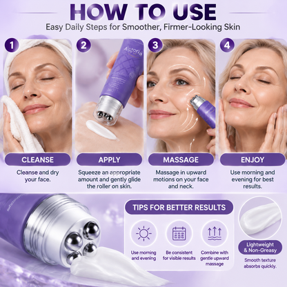 💜 Anti-Wrinkle Eye Cream Roller – Peptide & Collagen Hydrating Care with 6 Cooling Metal Massage Beads ✨