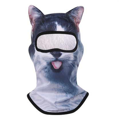 🐾❄️  3D Old Man Balaclava Cat Print Balaclava – Funny Full-Face Outdoor Hood Mask