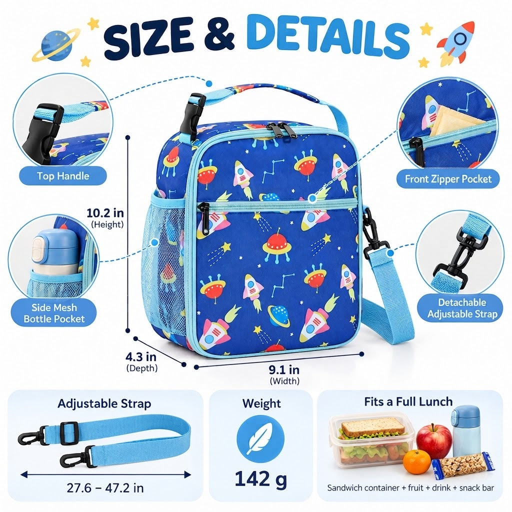 ✨Insulated Kids Lunch Bag – Keeps Lunch Fresh for School & Travel