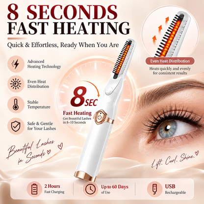 💫Heated Eyelash Curler – 2-in-1 Rechargeable, 8S Fast Heat, 24H Long Lasting