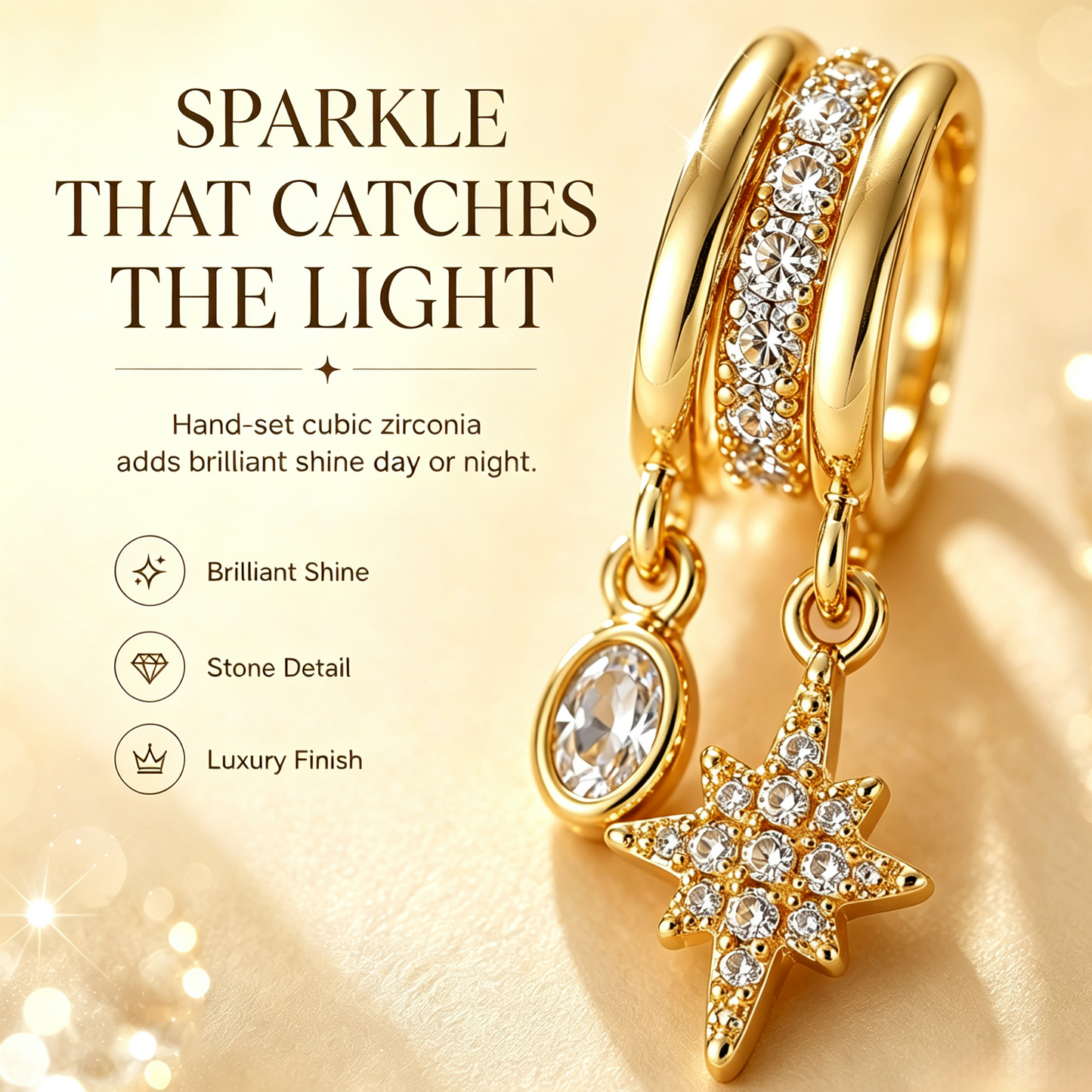 🌟 3-Tier Gold Earrings with Zircon – Perfect Gift for Girls