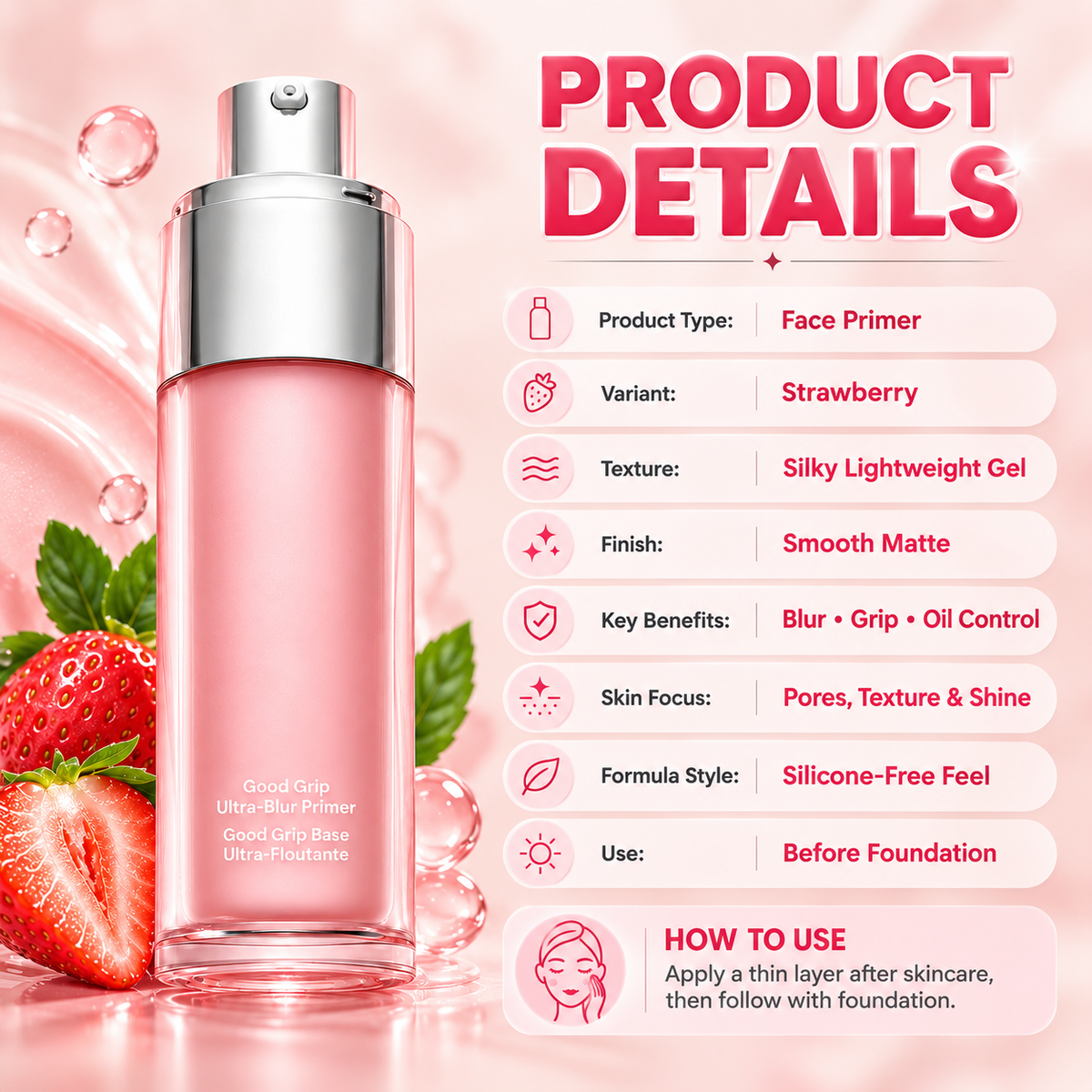 ✨Ultra-Blur Oil-Control Primer Gel – Silicone-Free, Smooths Fine Lines