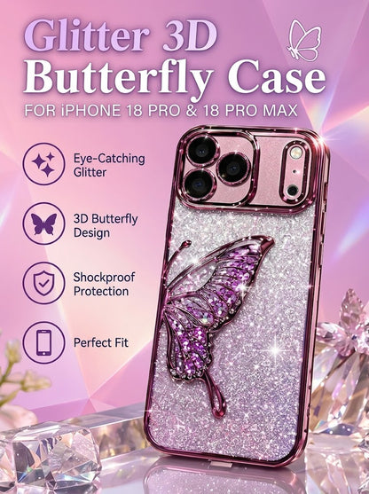 ✨ Glitter 3D Butterfly Case for iPhone 18 Pro & 18 Pro Max
