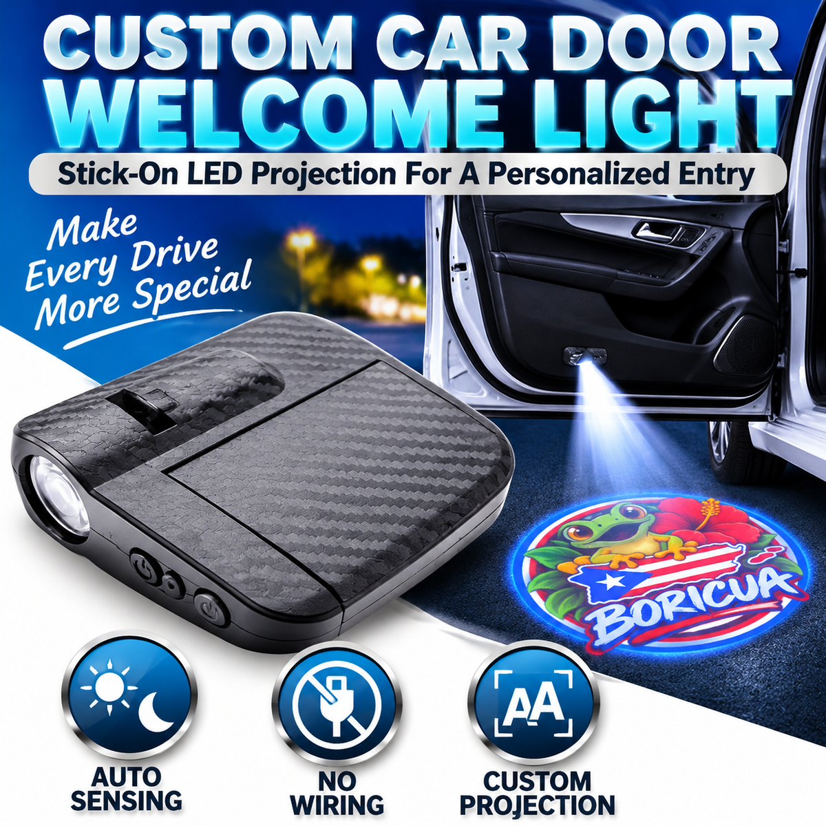 🚗 Auto Style Deal – Custom LED Door Projector Lights ✨ Personalized Welcome Logo Display for a Unique Car Interior 💡