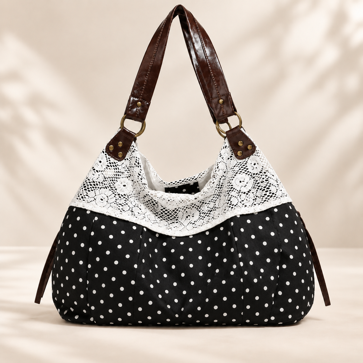 ✨Polka Dot Lace Slouchy Hobo Tote Bag for Women