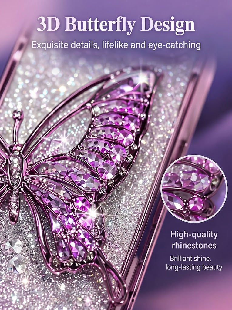 ✨ Glitter 3D Butterfly Case for iPhone 18 Pro & 18 Pro Max