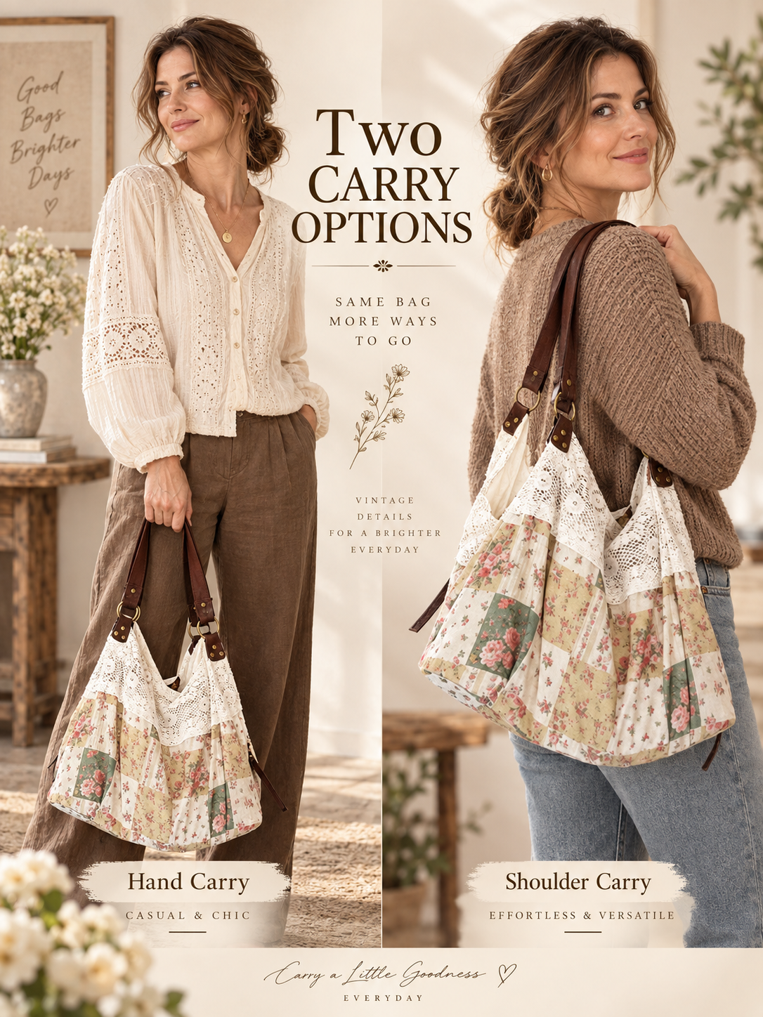 ✨Polka Dot Lace Slouchy Hobo Tote Bag for Women