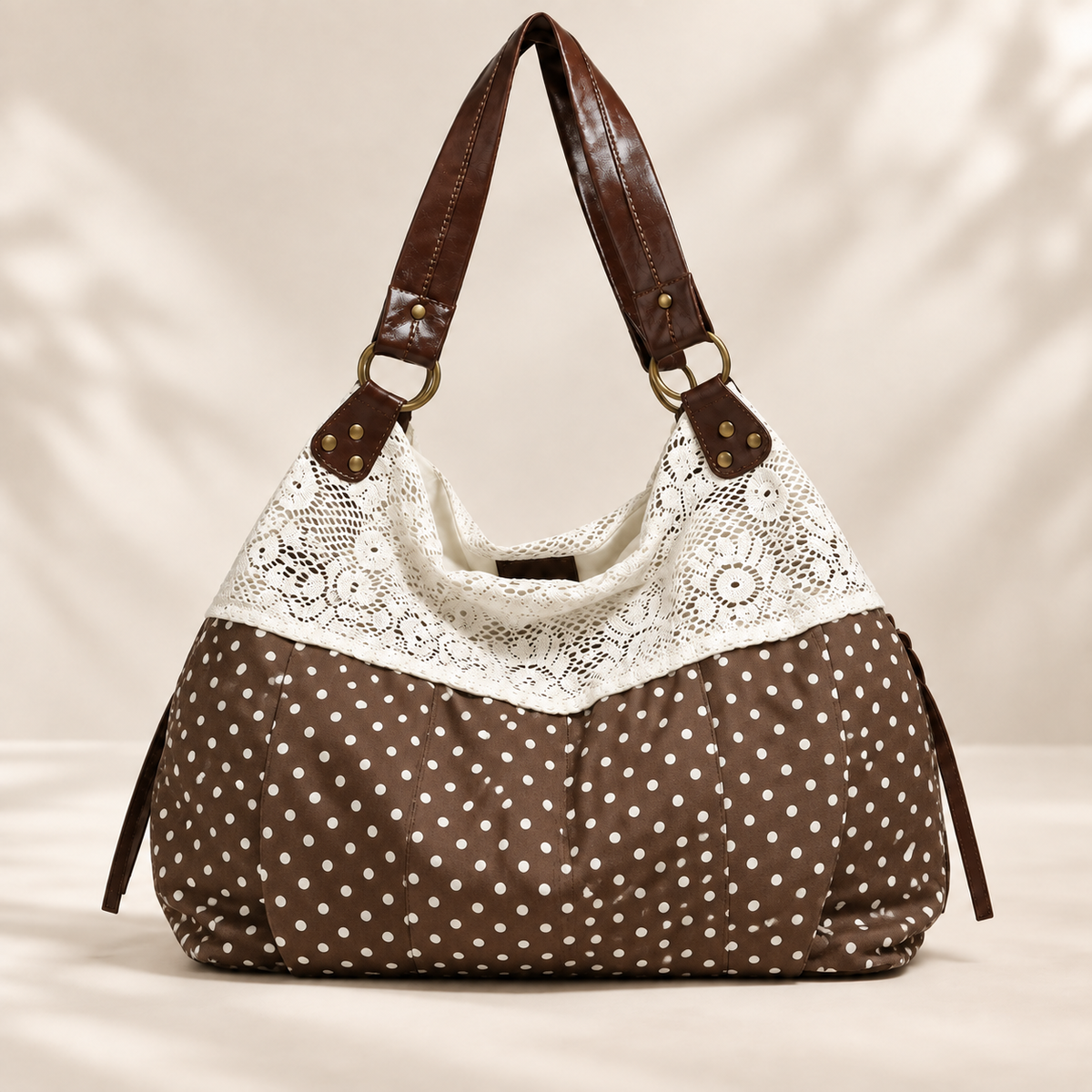 ✨Polka Dot Lace Slouchy Hobo Tote Bag for Women