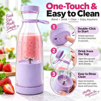 ⚡Portable Juicer Cup with Handle – USB Rechargeable Mini Blender for Shakes & Fresh Juice