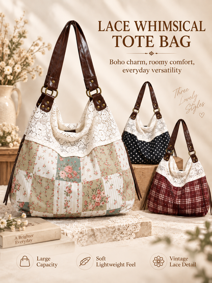 ✨Polka Dot Lace Slouchy Hobo Tote Bag for Women