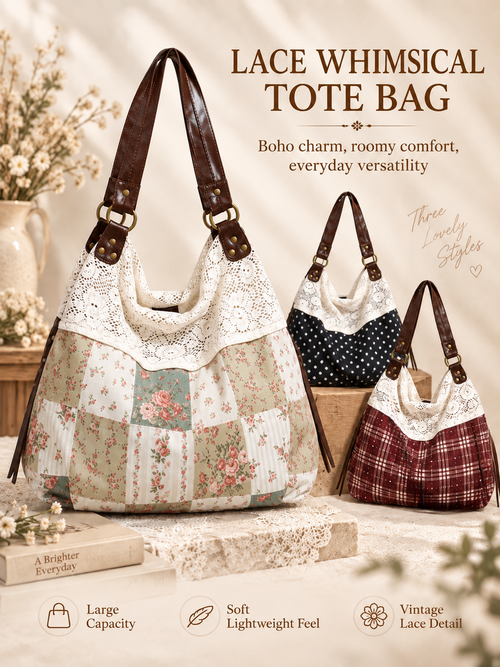 ✨Polka Dot Lace Slouchy Hobo Tote Bag for Women