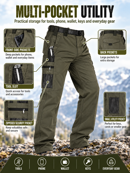 ✨Men's Tactical Cargo Work Pants – Water-Resistant Multi-Pocket Utility for Hiking & Outdoor