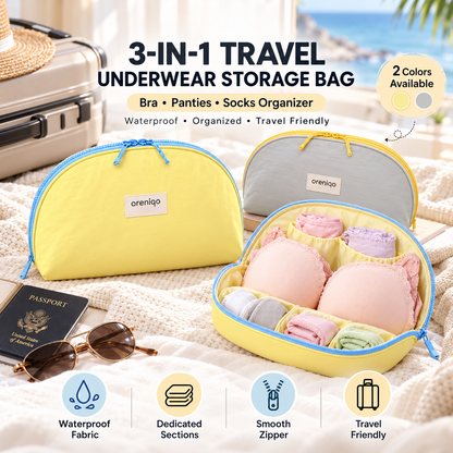 ✨3-in-1 Travel Underwear Organizer Bag – Waterproof Bra, Panties & Socks Pouch