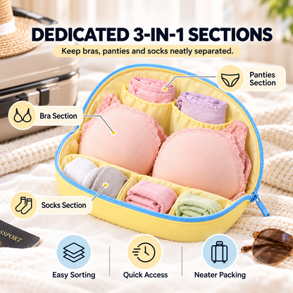 ✨3-in-1 Travel Underwear Organizer Bag – Waterproof Bra, Panties & Socks Pouch