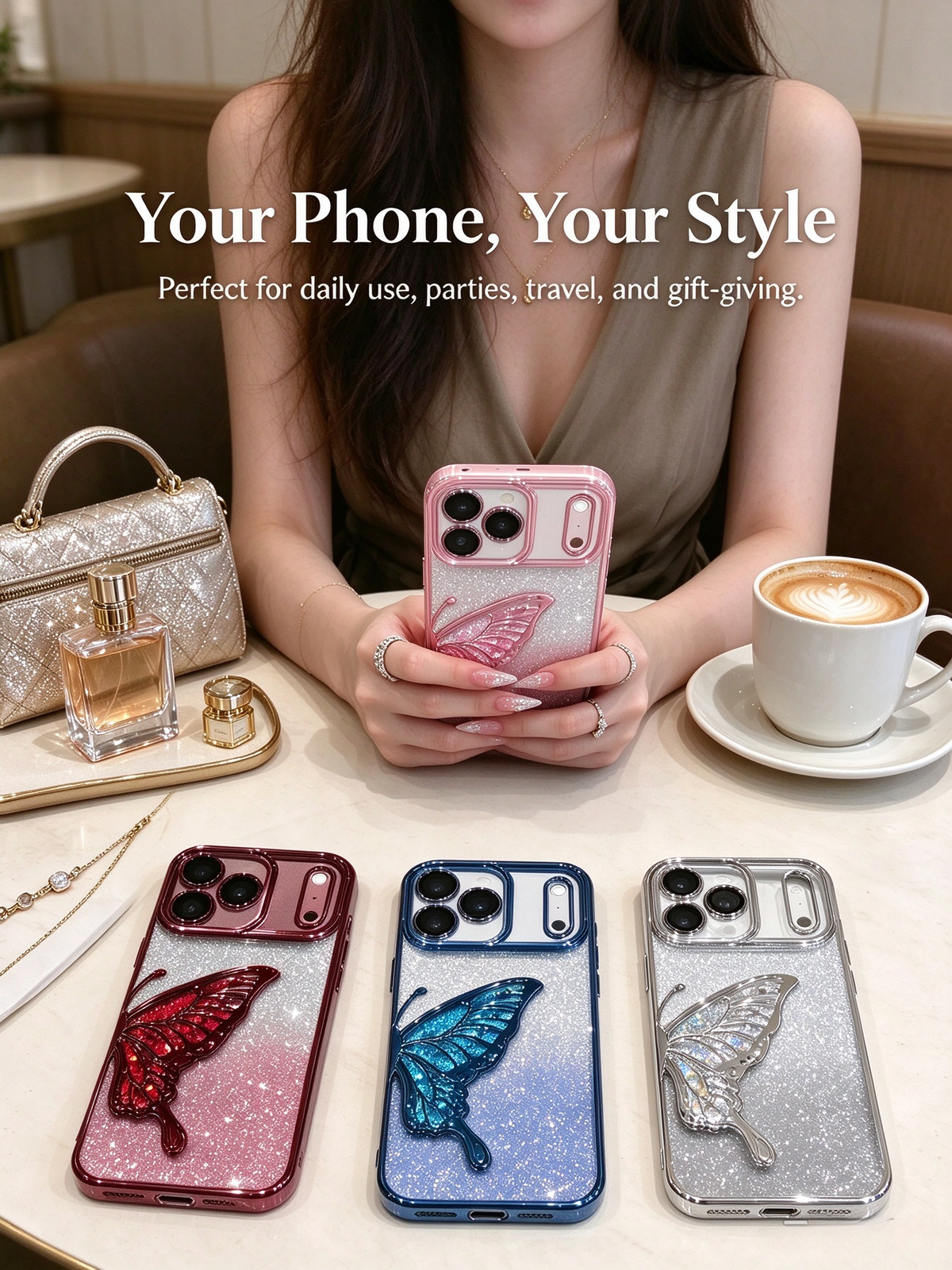 ✨ Glitter 3D Butterfly Case for iPhone 18 Pro & 18 Pro Max