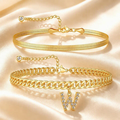 ✨ Gold Initial Anklet – 14K Gold Plated, Waterproof Adjustable Letter Pendant, Stackable Beach Jewelry